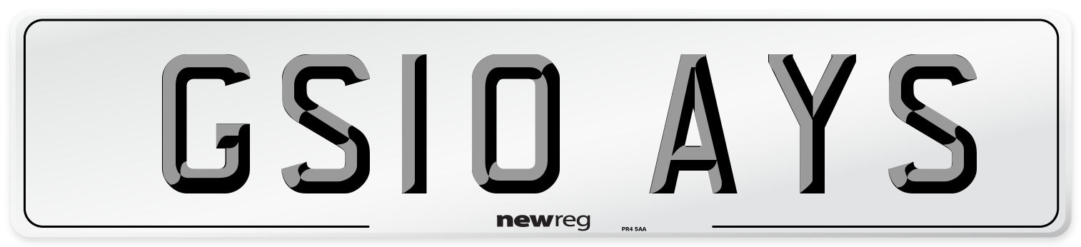GS10 AYS Number Plate from New Reg